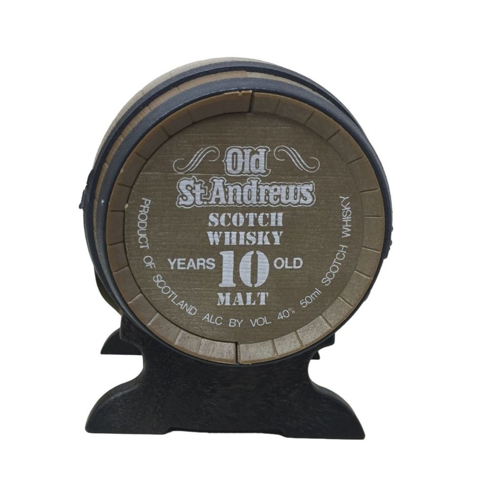 Vintage Old St. Andrews Scotch Whisky 10 Year Old Barrel Shaped Mini Bottle
